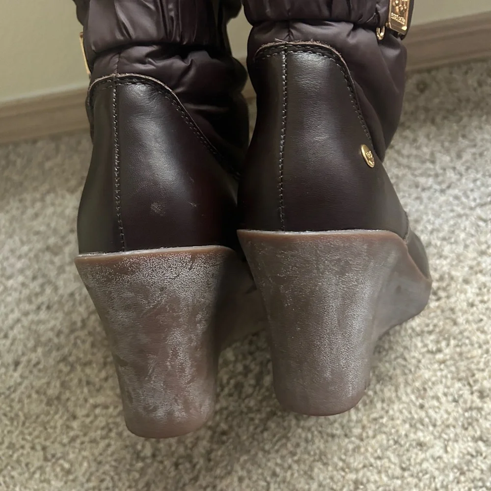 UGG Australia Cassidy Leather Puffy Brown Wedge Winter Boots Women's Size 9 Rain